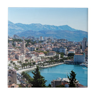 Split city Sefront Aerial view, Dalmatia, Kroatien Kakelplatta