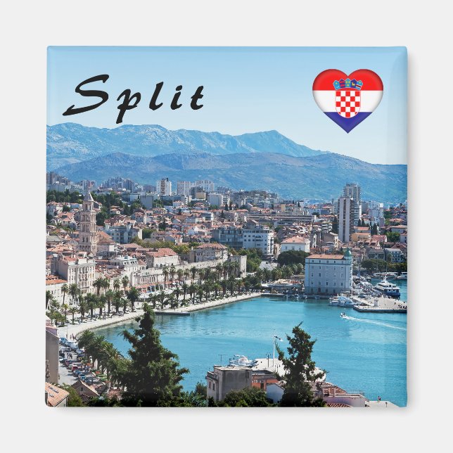 Split city Sefront Aerial view, Dalmatia, Kroatien Magnet (Framsidan)