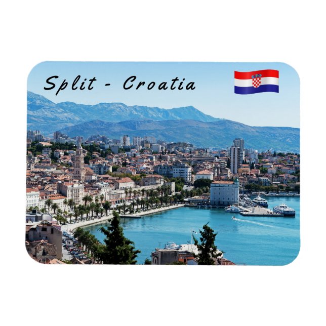 Split city Sefront Aerial view, Dalmatia, Kroatien Magnet (Horisontell)