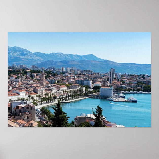 Split city Sefront Aerial view, Dalmatia, Kroatien Poster (Framsidan)