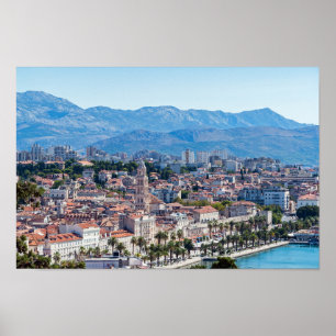 Split city Sefront Aerial view, Dalmatia, Kroatien Poster