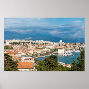 Split city Sefront Aerial view, Dalmatia, Kroatien Poster