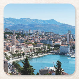 Split city Sefront Aerial view, Dalmatia, Kroatien Underlägg Papper Kvadrat