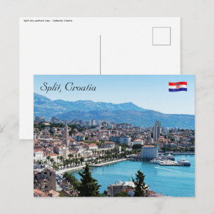 Split city Sefront Aerial view, Dalmatia, Kroatien Vykort