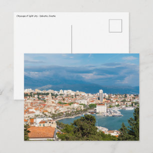 Split city Sefront Aerial view, Dalmatia, Kroatien Vykort