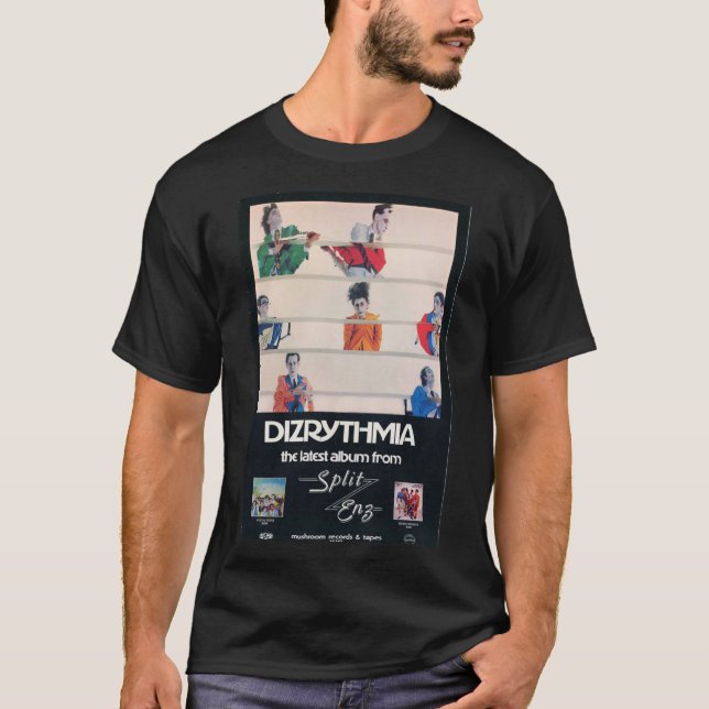 Split Enz Dizrythmia PosterSticker V-Neck T-Shirt (Framsida)