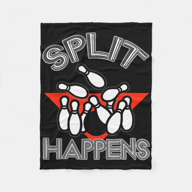 Split Happens Bowling Shirt Funny Spare Boll Team Fleecefilt (Framsidan)
