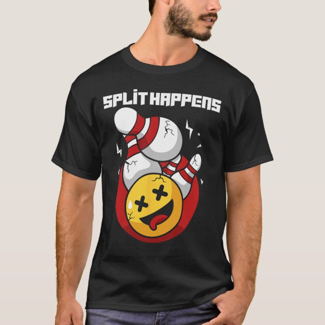 Split Happens Funny Bowling Bowlareare T Shirt (Framsida)