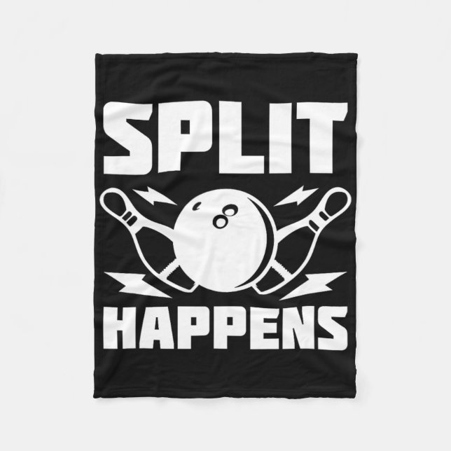 Split Happens Funny Bowling Joke Fleecefilt (Framsidan)