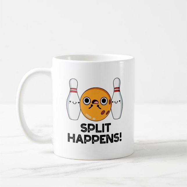 Split Happens Funny Bowling Pun Kaffemugg (Vänster)
