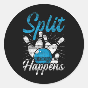 Split Happens Funny Bowling Runt Klistermärke