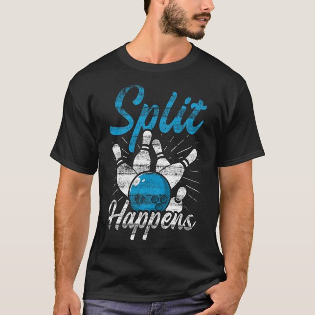 Split Happens Funny Bowling T Shirt (Framsida)