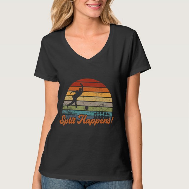 Split Happens Retro Bowling T Shirt (Framsida)