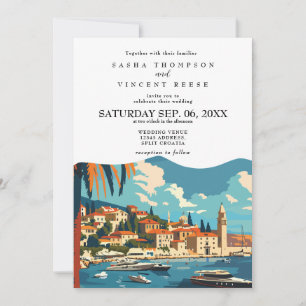 Split Kroatien Bröllopsinbjudan Retro Inbjudningar