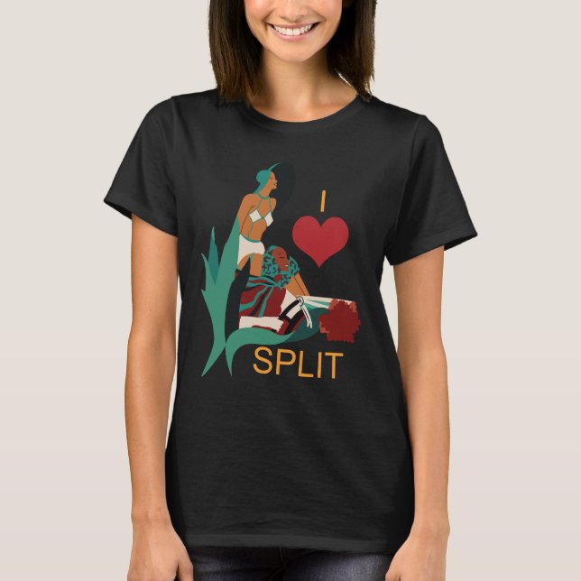 Split Kroatien Hjärtillustration Grön Resa T Shirt (Framsida)