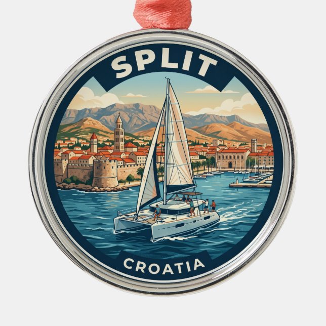 Split Kroatien Julgransprydnad Metall (Framsidan)