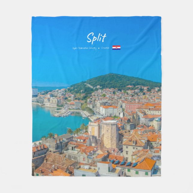 Split, Kroatien - Kuststad Fleecefilt (Framsidan)