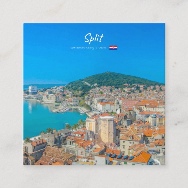 Split, Kroatien - Kuststad Fyrkantigt Visitkort (Framsida)