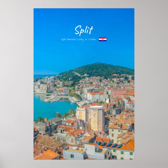 Split, Kroatien - Kuststad Poster (Framsidan)