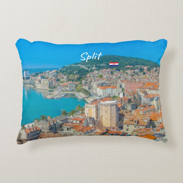 Split, Kroatien - Kuststad Prydnadskudde (Framsidan)