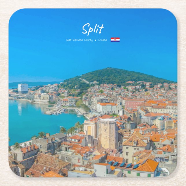 Split, Kroatien - Kuststad Underlägg Papper Kvadrat (Framsidan)