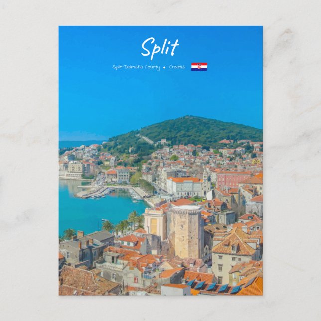 Split, Kroatien - Kuststad Vykort (Framsida)