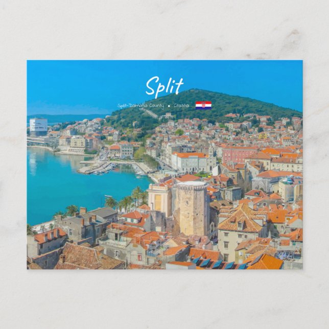 Split, Kroatien - Kuststad Vykort (Framsida)