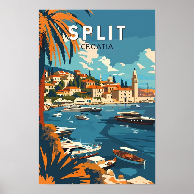 Split Kroatien Resa Konst Vintage Poster (Framsidan)