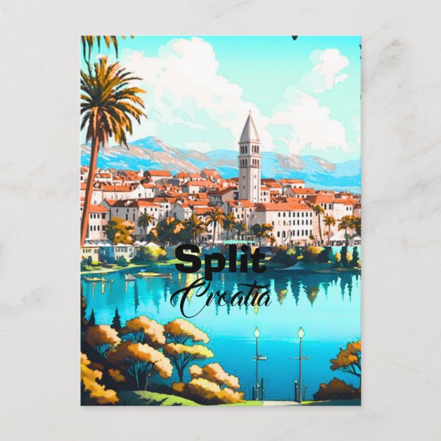 Split Kroatien Reseskort, Split Resa Konst,  Vykort (Framsida)