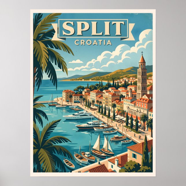 Split Kroatien Vintage Resa Poster (Framsidan)