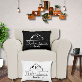 Split Monogram Family Name Black & White Frame Prydnadskudde