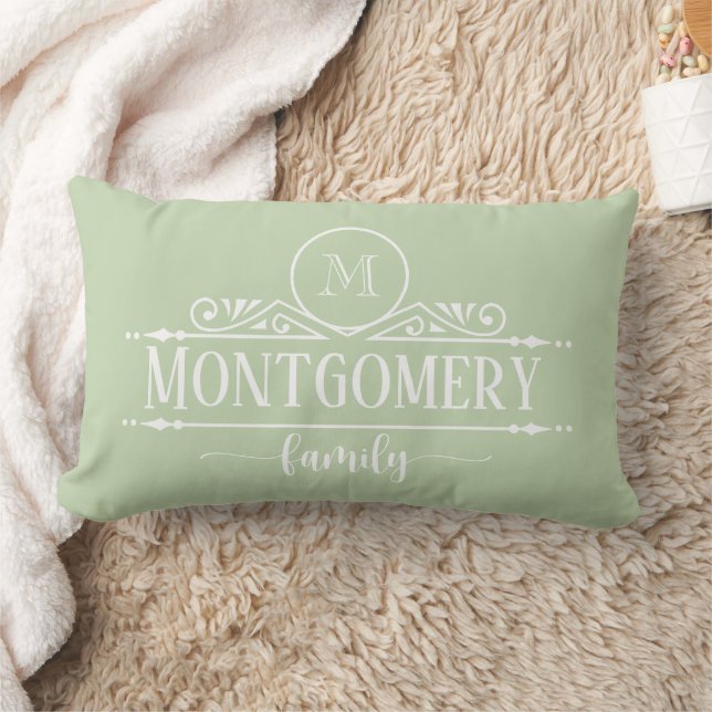 Split Monogram Family Name Monogram Green  Lumbarkudde (Filt)