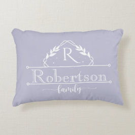 Split Monogram Family Name Soft Lavender Frame Prydnadskudde