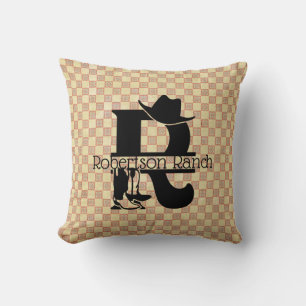 Split 'R' Cowboy Monogram Kudde