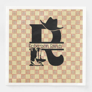 Split 'R' Cowboy Monogram Pappersservett