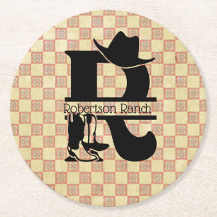 Split 'R' Cowboy Monogram Underlägg Papper Rund