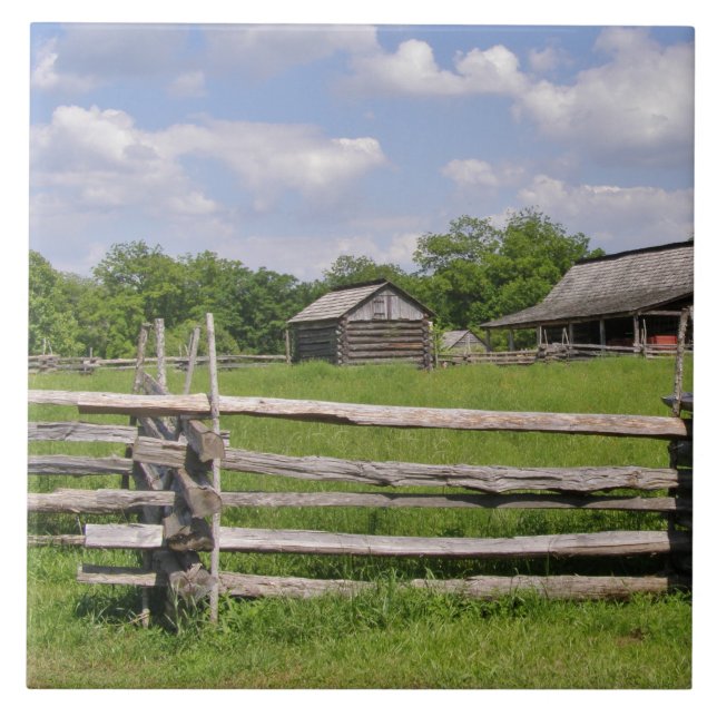 Split Rail Fence och Old Barn Kakelplatta (Framsidan)