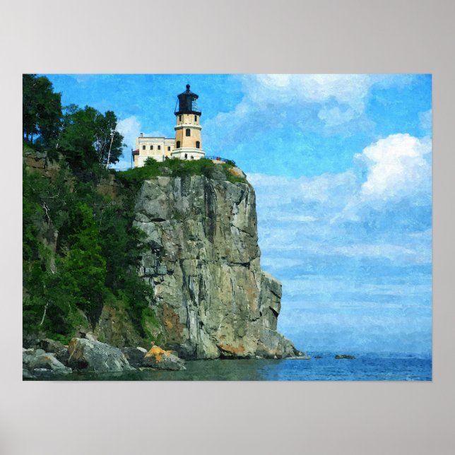 Split Rock Lighthouse- Oil Paint Print Poster (Framsidan)
