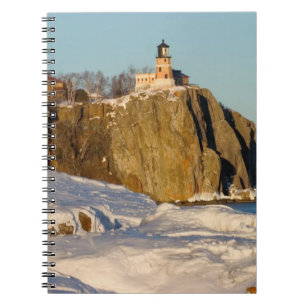 Split Rock Lighthouse State Park vid sjö Anteckningsbok Med Spiral
