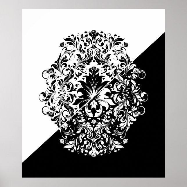Split Skärm Black & White Swirls Mandala Poster (Framsidan)