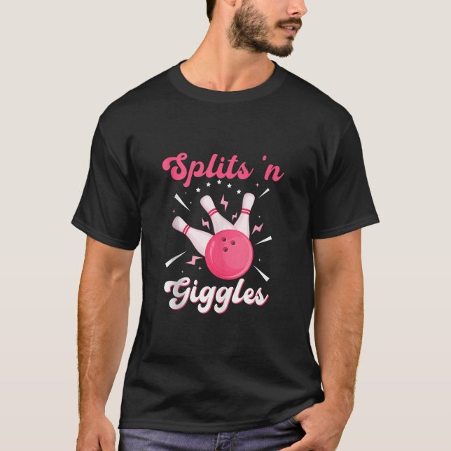 Splits n Giggles Bowling Player Bowlareare Squad M T Shirt (Framsida)