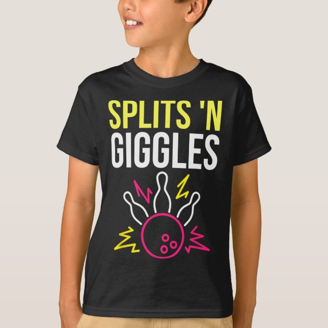 Splits n Giggles Bowling Team Shirt Strejka i Styl T (Framsida)