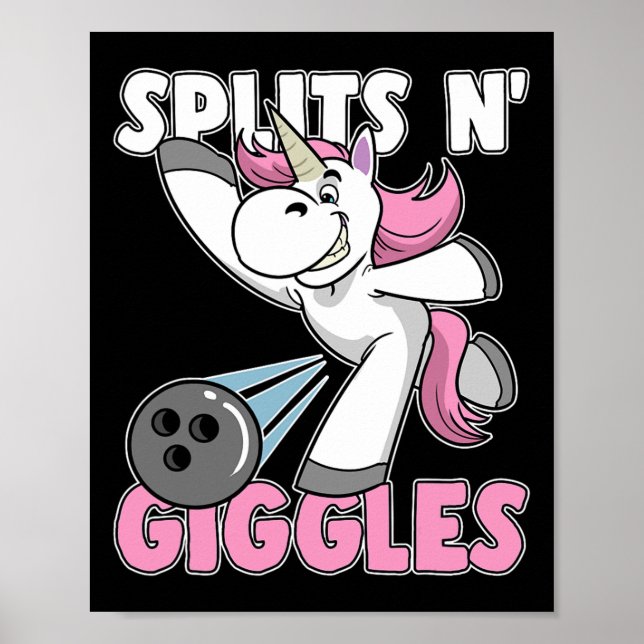 Splits N'Giggles Unicorn Bowling Bowlareare Poster (Framsidan)