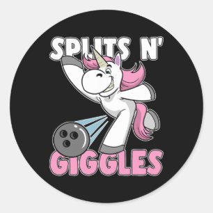 Splits N'Giggles Unicorn Bowling Bowlareare Runt Klistermärke