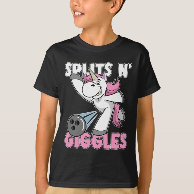 Splits N'Giggles Unicorn Bowling Bowlareare T Shirt (Framsida)