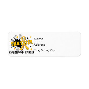 Splittra barndomcancer returadress etikett