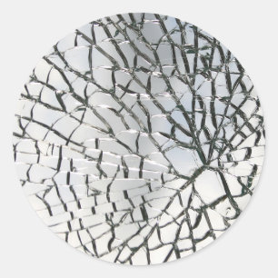 Splittrad glass struktur runt klistermärke