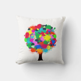 Splotsat färgat Träd-teckning Kudde