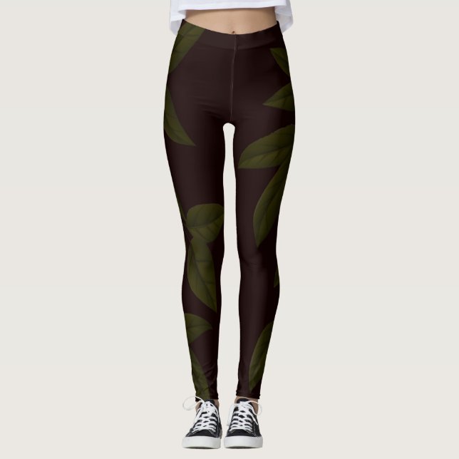 SPNP_Green_Leaves_Leggings Leggings (Framsida)