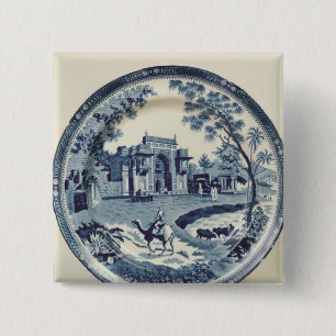 Spode blått och vit pläterar, c.1815 knapp